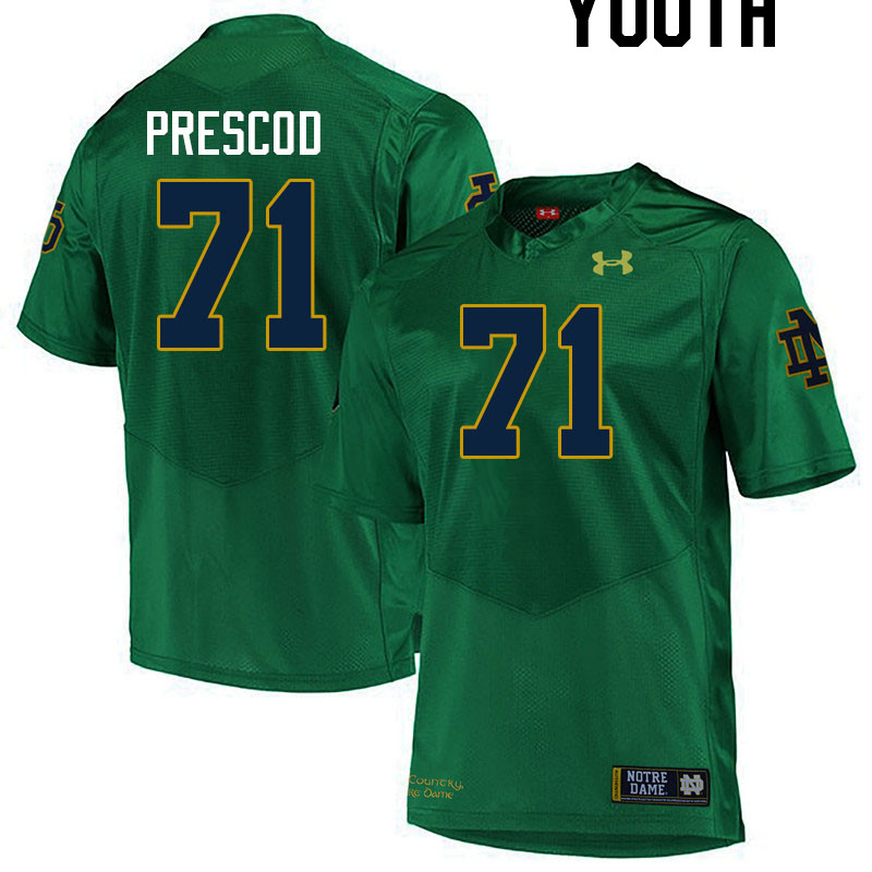 Youth #71 Styles Prescod Notre Dame Fighting Irish College Football Jerseys Stitched-Green